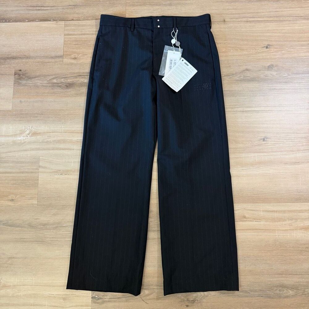 New MM6 Maison Margiela Women’s Pinstripe Trousers Wide Leg Pants Sz 44 Luxury